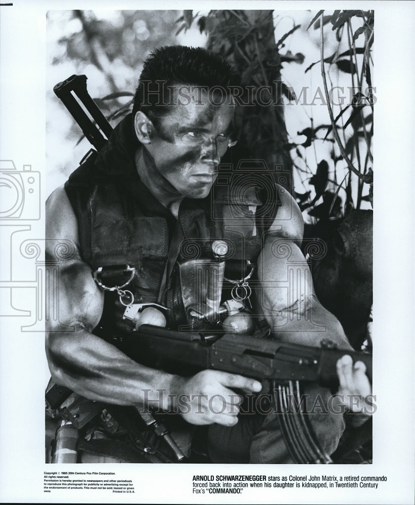 1986 Press Photo Arnold Schwarzenegger as Colonel John Matrix in Commando- Historic Images