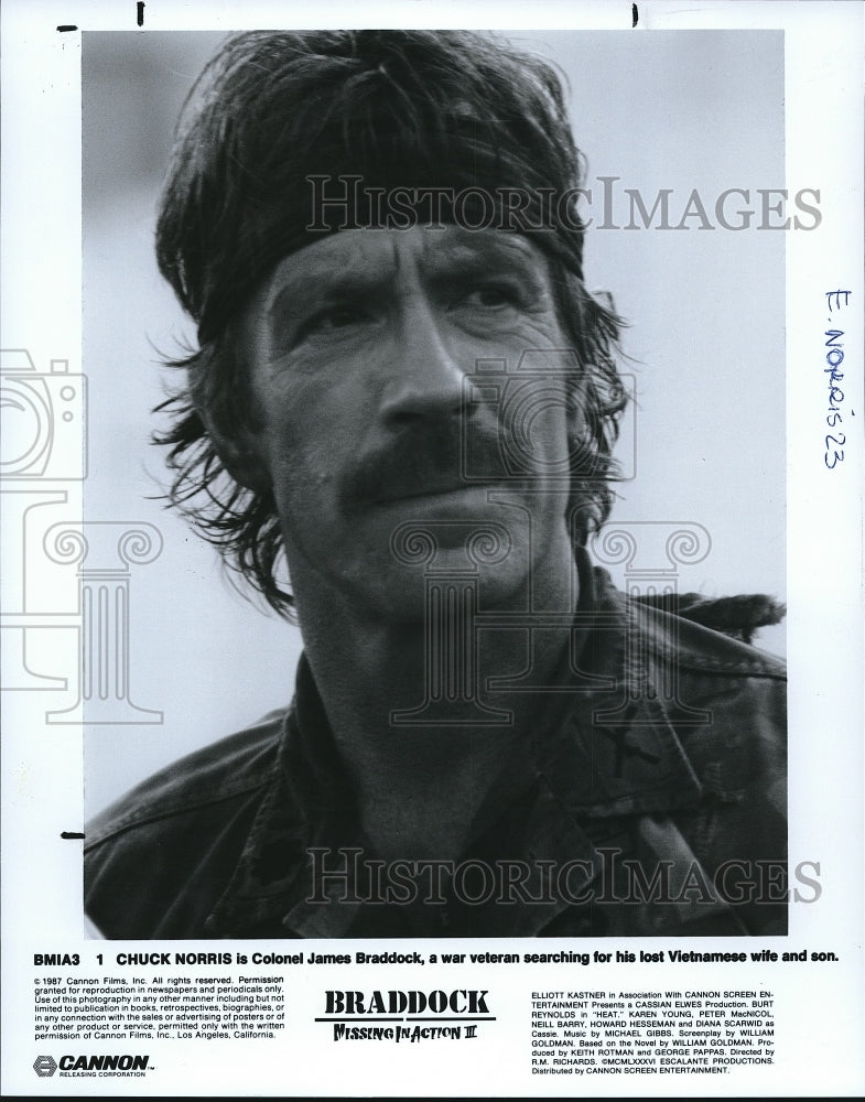 1988 Press Photo Chuck Norris as Colonel James Braddock Missing in Action III- Historic Images