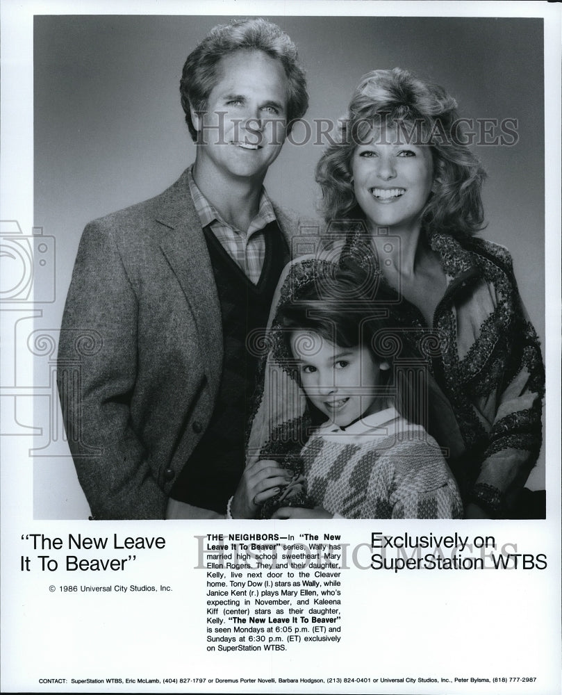 1986 Press Photo Tony Dow Janice Kent and Kaleena Kiff in New Leave it to Beaver- Historic Images