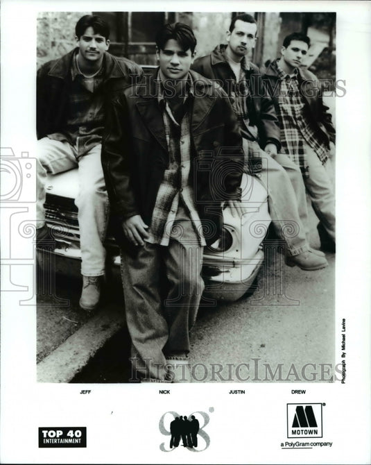 Press Photo Ninety Eight Degrees Jeff NIck Justin Drew Music Group - cvp69441- Historic Images