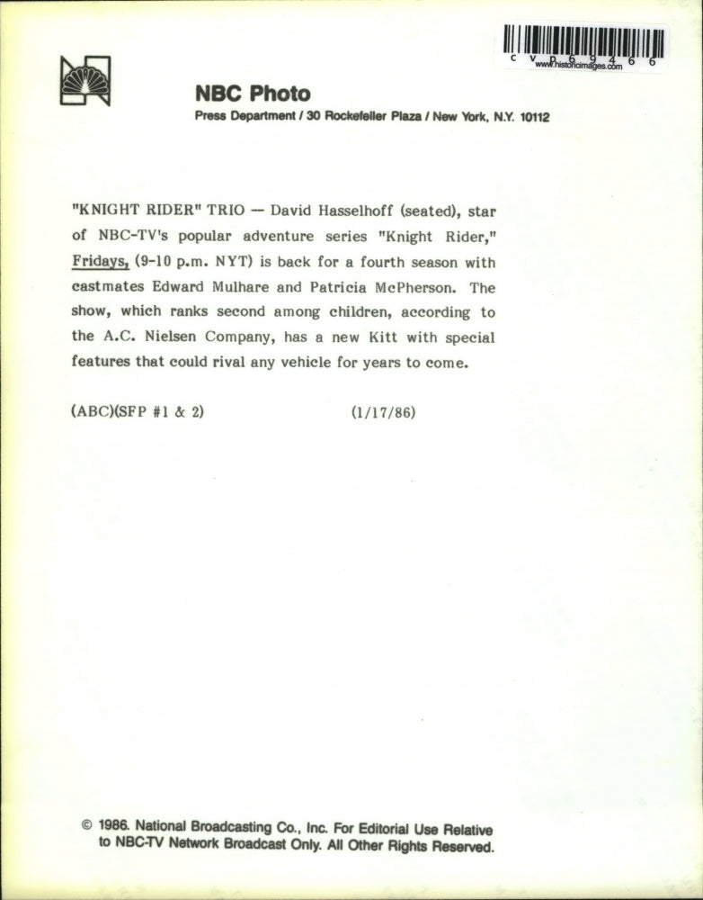 1986 Press Photo David Hasselhoff & Cast of Knight Rider - cvp69466