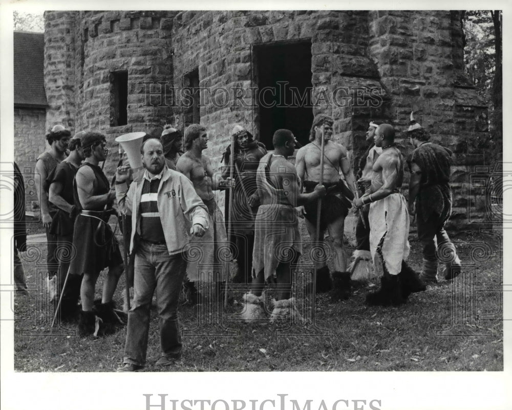 1986 Press Photo Director Randy Martin on set of Masters of the Gridiron- Historic Images