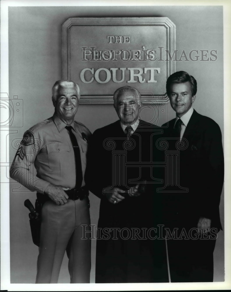 Press Photo Joseph A. Wapner, Rusty Burrell, Jack Harrell of The People&#39;s Court- Historic Images