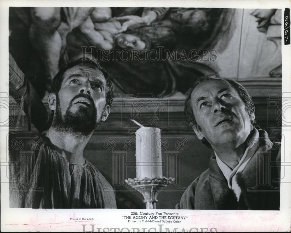 1965 Press Photo Charlton Heston, Rex Harrison in The Agony and the Ecstasy- Historic Images