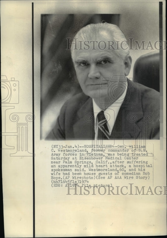 1980 Press Photo General William C Westmoreland Former Army Commander- Historic Images