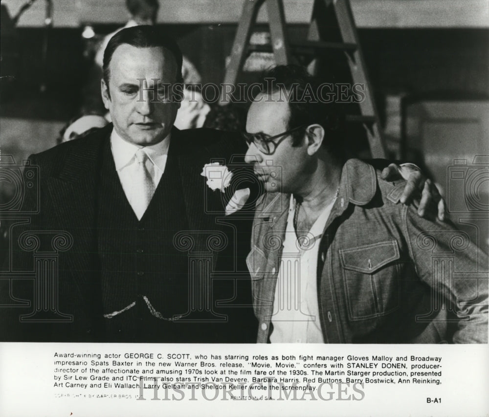 1979 Press Photo George C Scott &amp; Stanley Donen In Movie, Movie - cvp78396- Historic Images