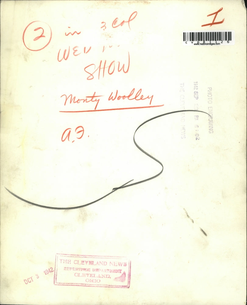 1942 Press Photo Monty Woolley, Actor In The Pied Piper - cvp81126