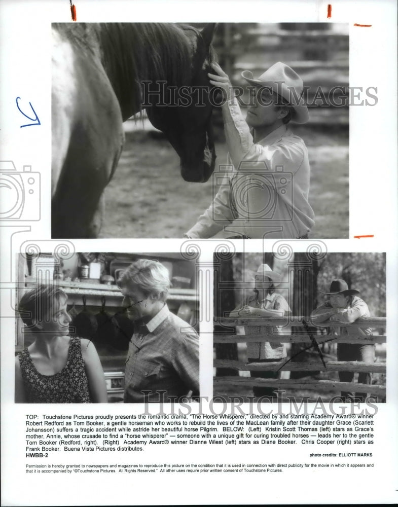 1998 Press Photo Robert Redford and Scarlett Johansson in The Horse Whisperer.- Historic Images