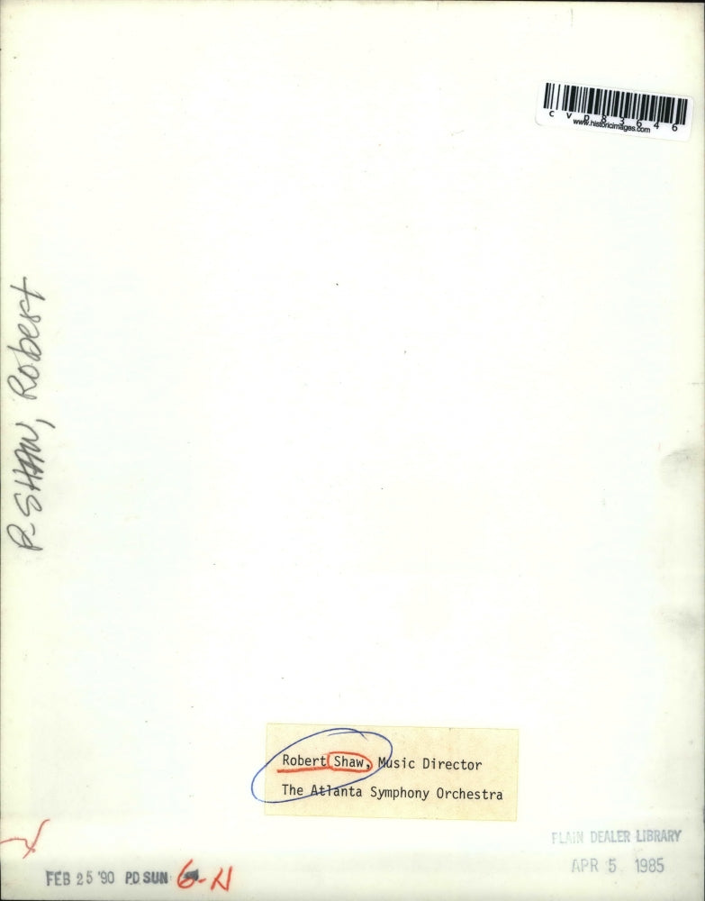 1985 Press Photo Robert Shaw, Music Director of The Atlanta Symphony Orchestra.