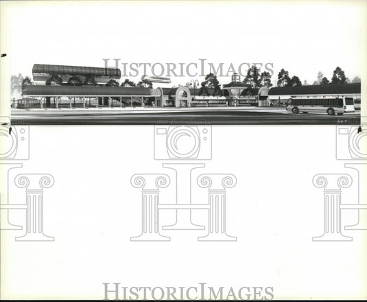 1986 Press Photo Artist's rendering of downtown transportation center in Nevada- Historic Images