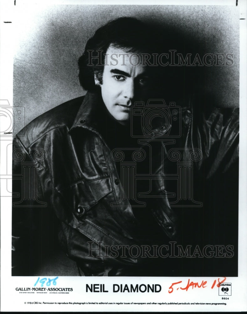 1986 Press Photo Neil Diamond - cvp84614- Historic Images