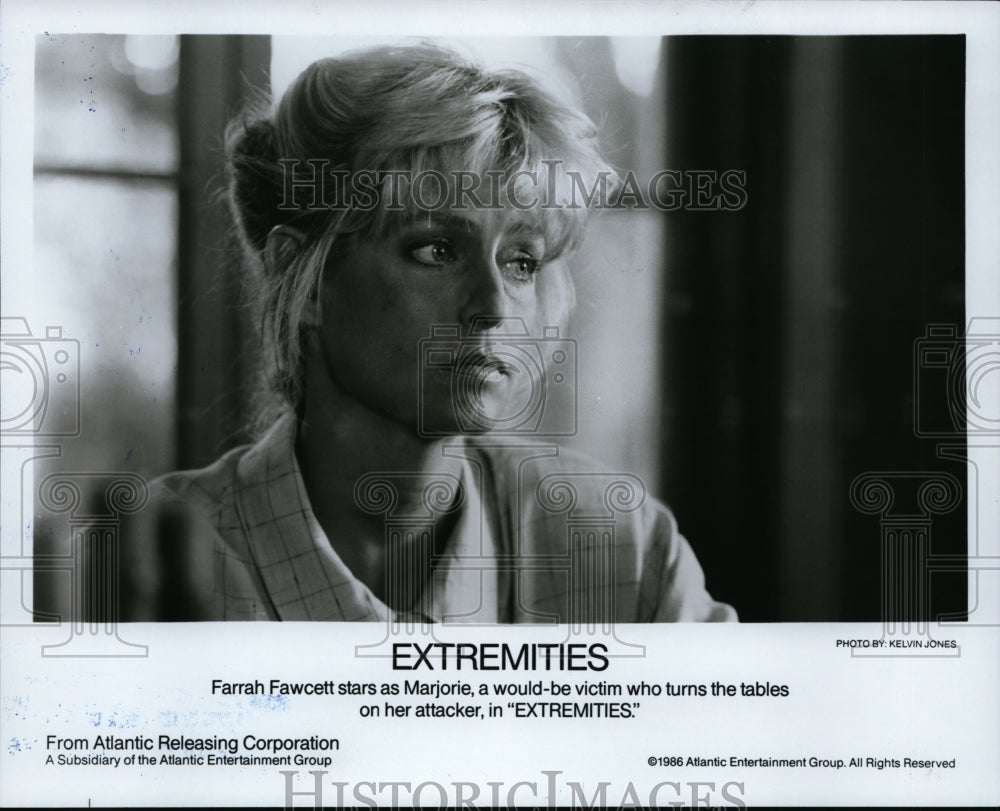 1986 Press Photo Farrah Fawcett in Extremities. - cvp85291