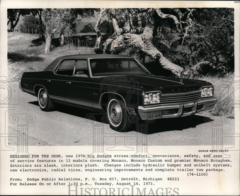 1973 Press Photo The 1974 Dodge Monaco - cvp85374- Historic Images