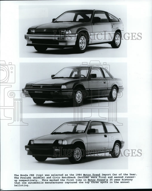 1984 Press Photo The Honda CRX, Prelude and Civic Hatchback. - cvp85845