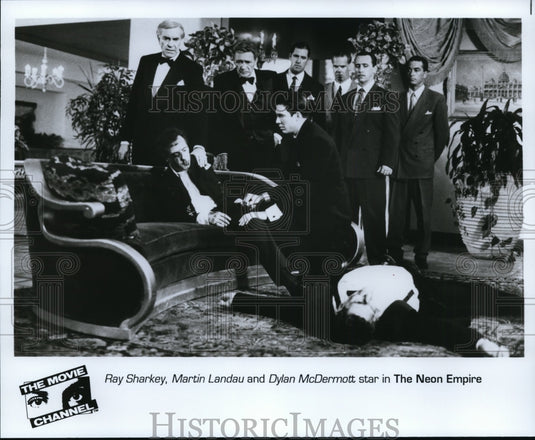 1991 Press Photo Ray Sharkey, Martin Landau and Dylan McDermott-The Neon Empire- Historic Images