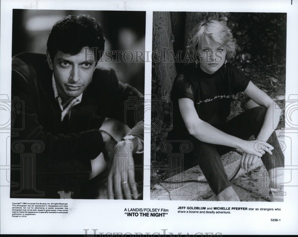 1985 Press Photo Jeff Goldblum and Michelle Pfeiffer stars in &quot;Into The Night&quot;- Historic Images