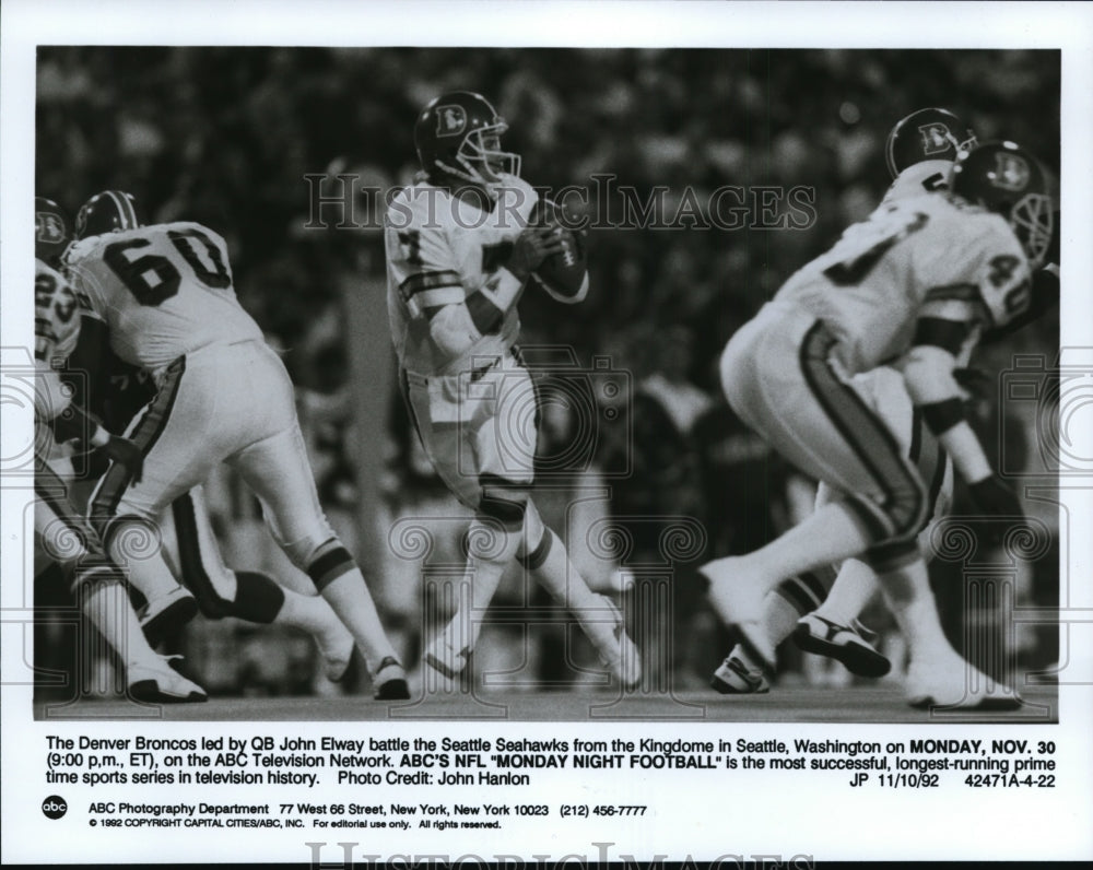 1992 Press Photo John Elway, Denver Broncos - cvp86800- Historic Images