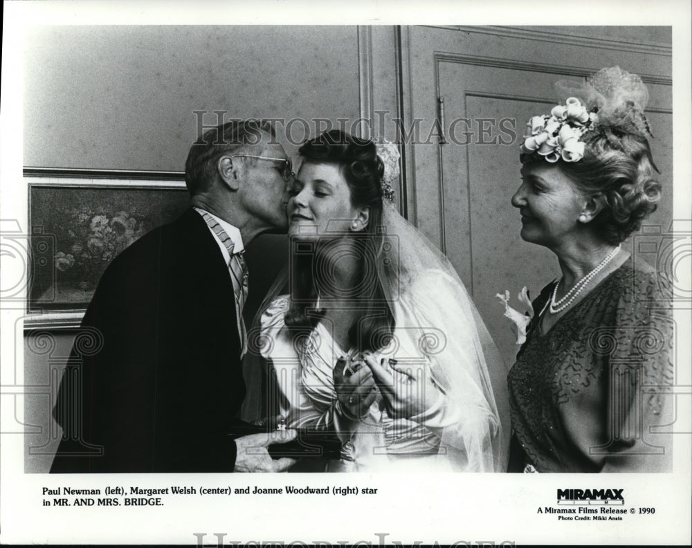 1991 Press Photo Paul Newman, Margaret Welsh and Joanne Woodward in a movie- Historic Images