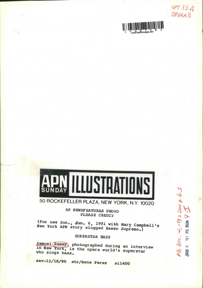 1990 Press Photo Samuel Ramey-Superstar Bass - cvp87583