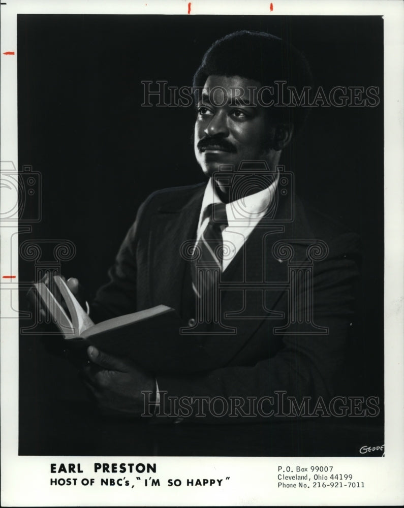 1975 Press Photo Rev. Earl Preston Jr. host of NBC&#39;s &quot;I&#39;m so Happy.&quot; - cvp88594- Historic Images
