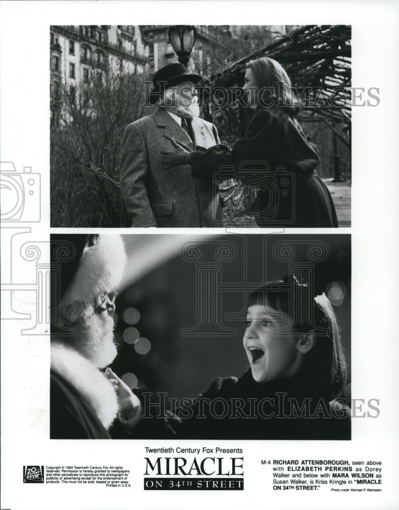 1994 Press Photo Richard Attenborough and Mara Wilson in Miracle on 34th Street.- Historic Images