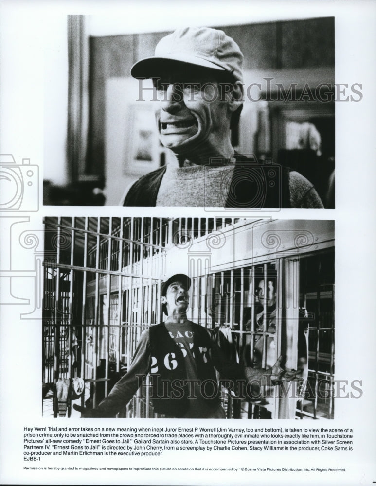 1990 Press Photo Jim Varney in Ernest Goes to Jail. - cvp89972- Historic Images