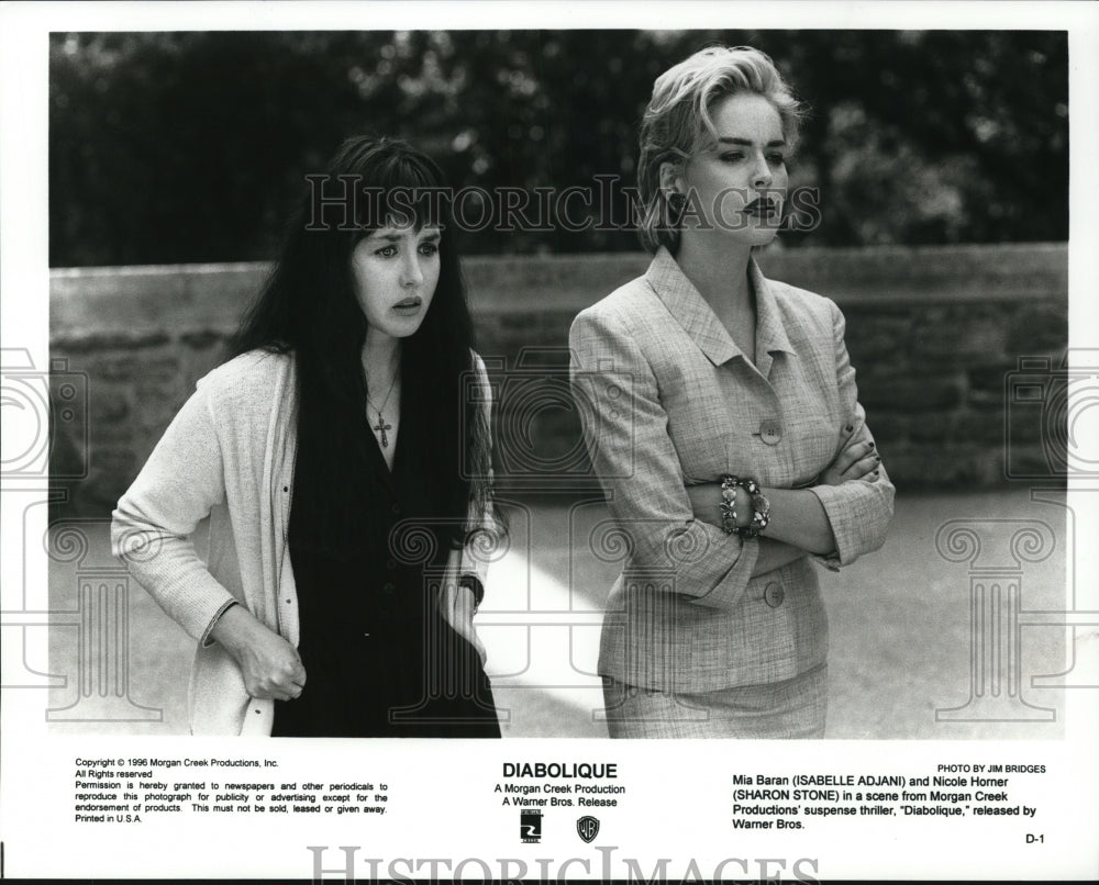 1996 Press Photo Diabolique movie-Isabelle Adjani, Sharon Stone - cvp90840- Historic Images