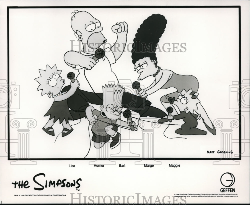 Press Photo The Simpsons-Lisa, Homer, Bart, Marge and Maggie - cvp91411- Historic Images