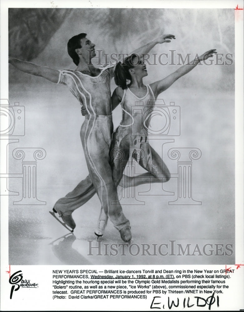 1992 Press Photo Torvill and Dean, ice-dancers, on Great Performances.- Historic Images