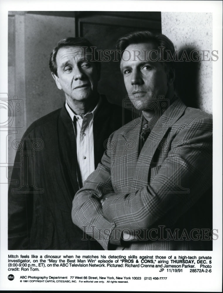 Press Photo Richard Crenna and Jameson Parker-Pros & Cons - cvp91731