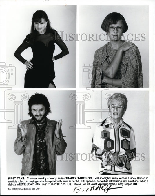 1996 Press Photo Janet Van Ham, Randy Tepper Tracey Ullman in Tracey Takes On- Historic Images