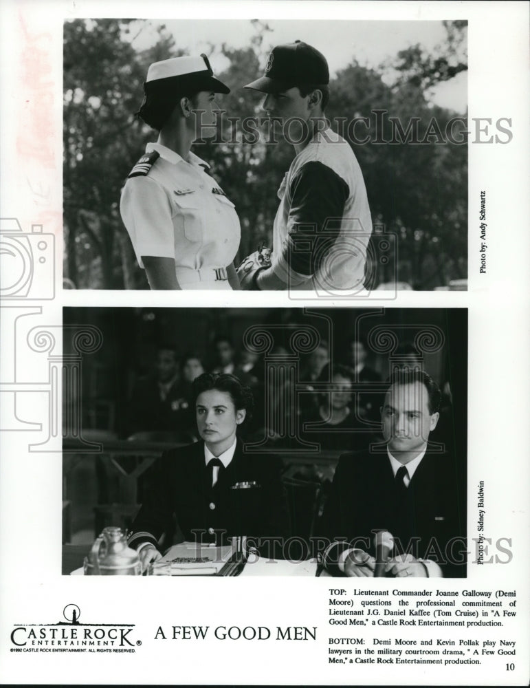 1992 Press Photo Demi Moore and Kevin Pollak, Tom Cruise-A Few Good Men- Historic Images