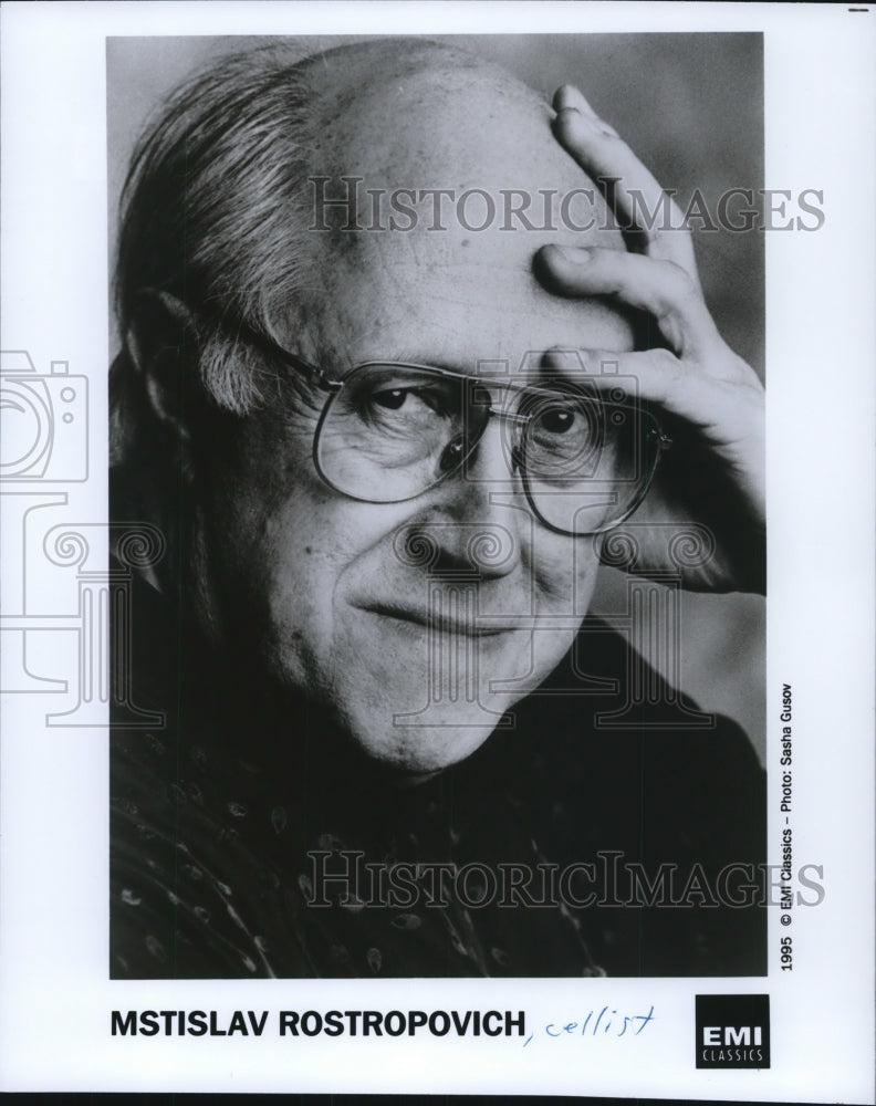 1995 Press Photo Mstislav Rostropovich was a Russian cellist,conductor- Historic Images