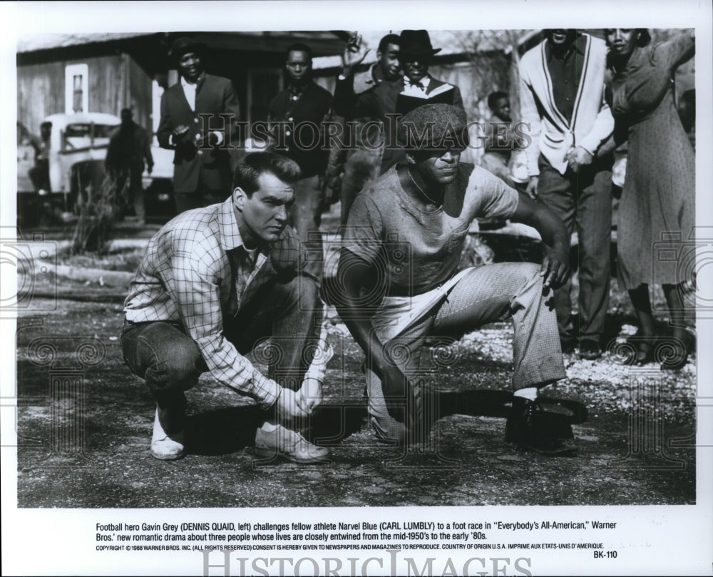 1990 Press Photo Everybody&#39;s All American-Dennis Quaid, Carl Lumbly - cvp93339- Historic Images