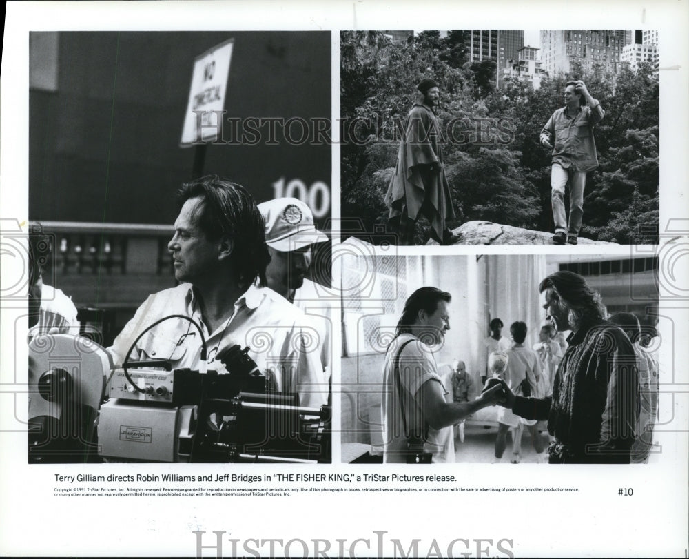 1991 Press Photo Terry Gilliam directs Robin Williams and in The Fisher King.- Historic Images