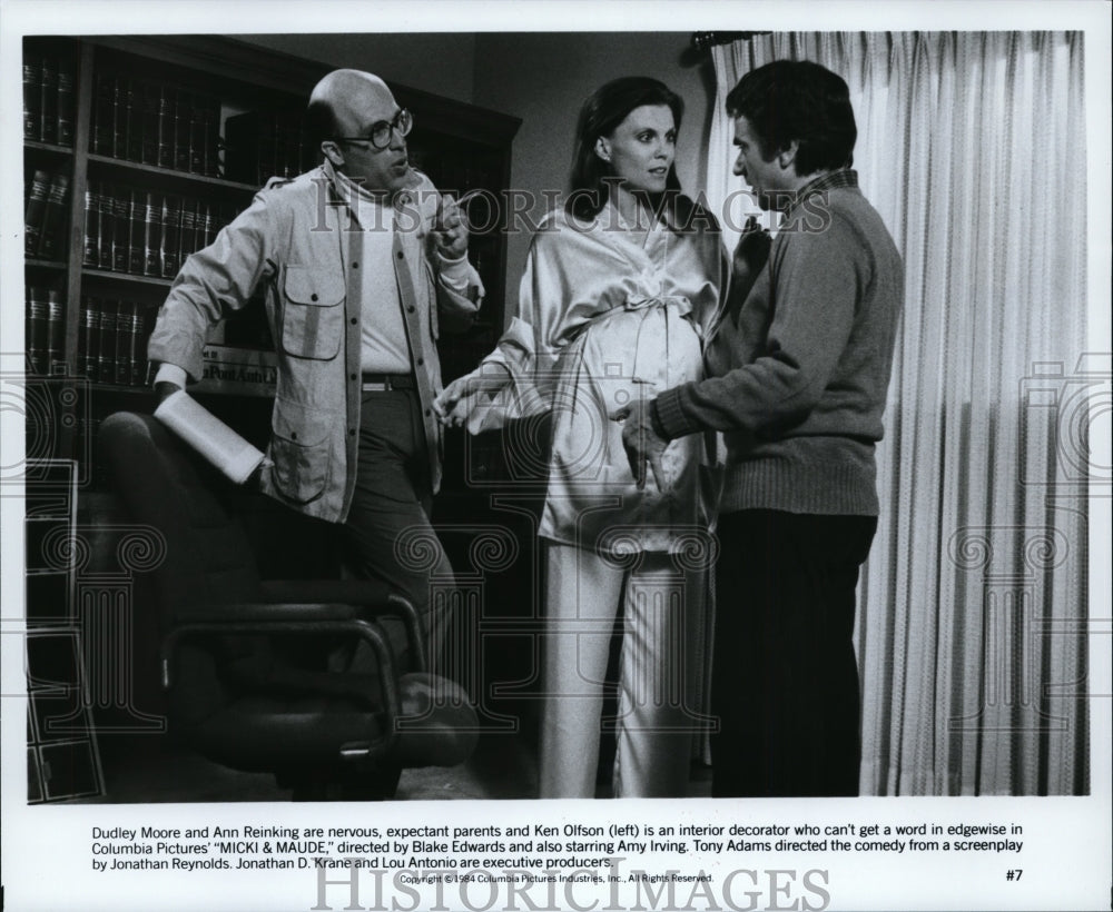 1985 Press Photo Dudley Moore, Ken Olfson and Ann Reinking-Micki &amp; Maude movie- Historic Images