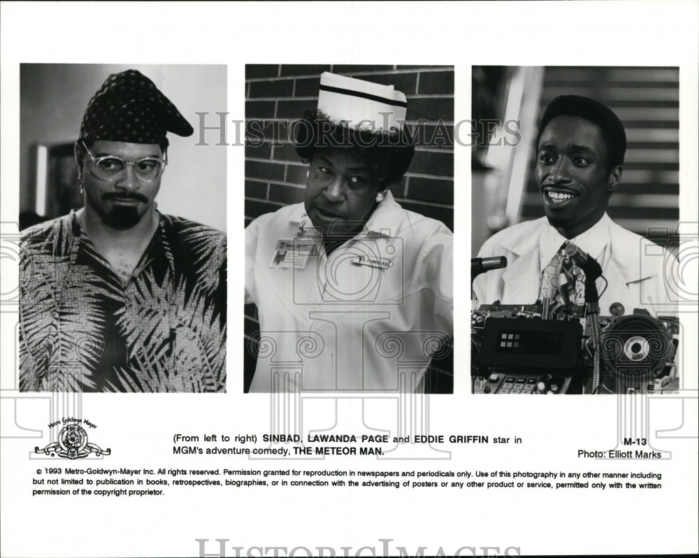 1993 Press Photo Sinbad, Lawanda Page and Eddie Griffin in The Meteor Man.- Historic Images