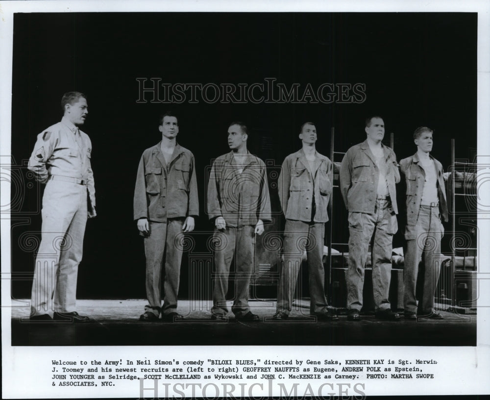 1987 Press Photo Geoffrey Nauffts and Andrew Polk in Biloxi Blues. - cvp94676- Historic Images