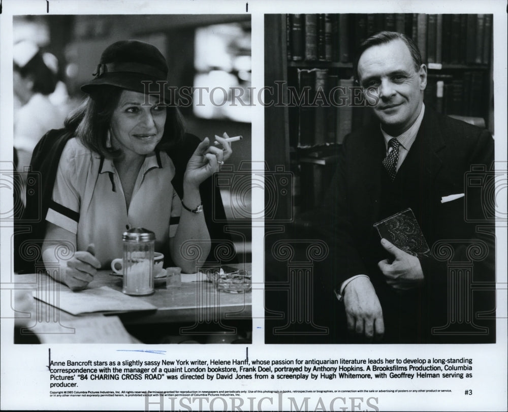 1987 Press Photo &#39;84 Charing Cross Road movie-Anne Hancroff and Anthony Hopkins- Historic Images