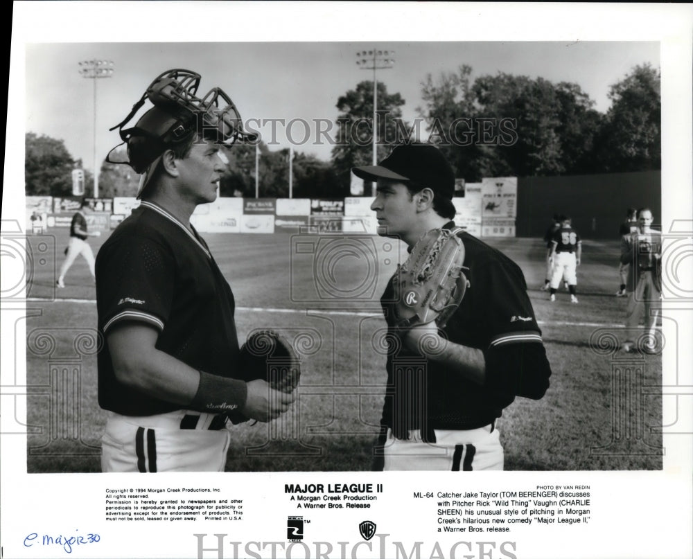 1995 Press Photo Major League II-Tom Berenger and Charlie Sheen - cvp95241- Historic Images