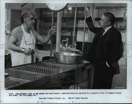 1980 Press Photo James Whitmore and Frank Sinatra-The First Deadly Sin- Historic Images