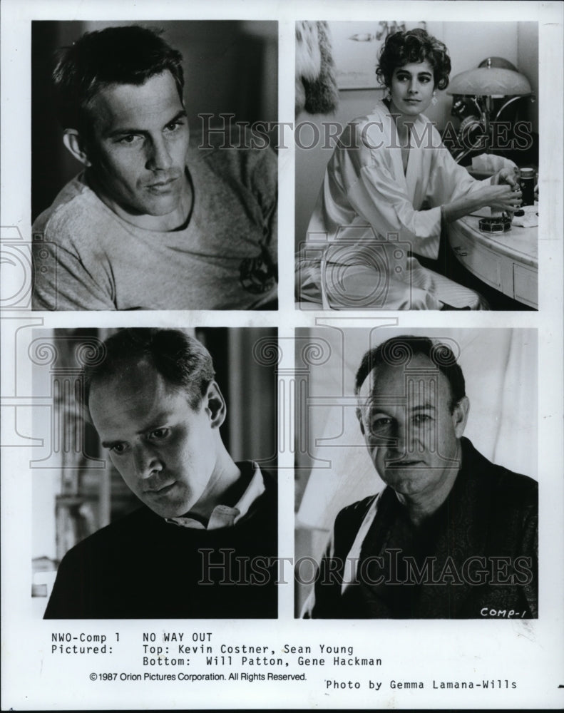 1987 Press Photo No Way Out-Kevin Costner, Sean Young, Will Patton, Gene Hackman- Historic Images