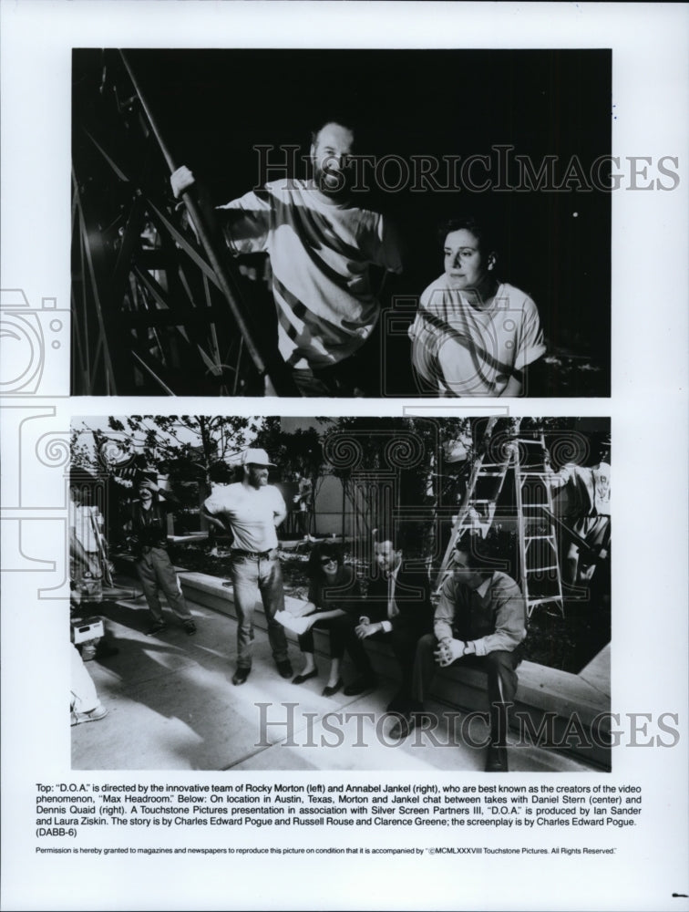 1988 Press Photo Rocky Morton and Annabel Jankel on set of D.O.A. - cvp97614