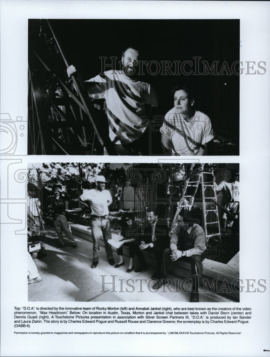 1988 Press Photo Rocky Morton and Annabel Jankel on set of D.O.A. - cvp97614