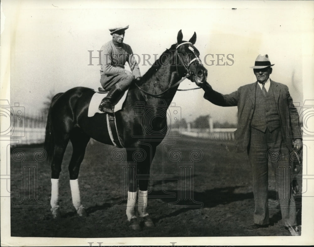 1932 Press Photo Longshot Overtime To Be Ridden In Derby By Sande- Historic Images