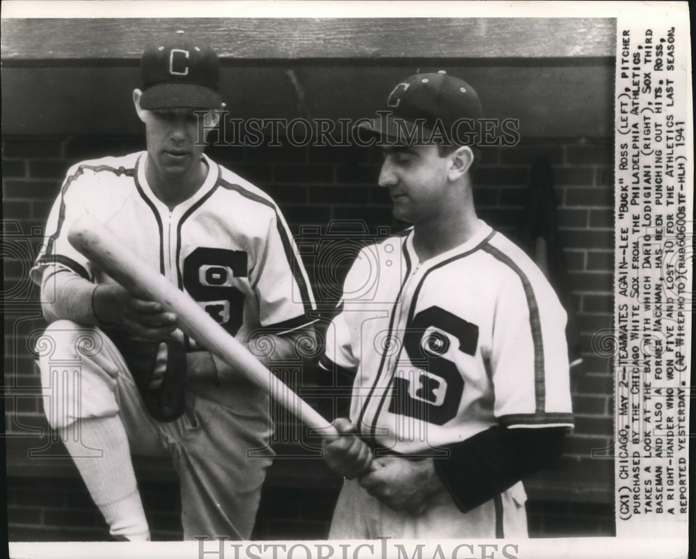 1941 Press Photo Chicago White Sox Players Lee Buck Ross and Dario Lodigiani - Historic Images