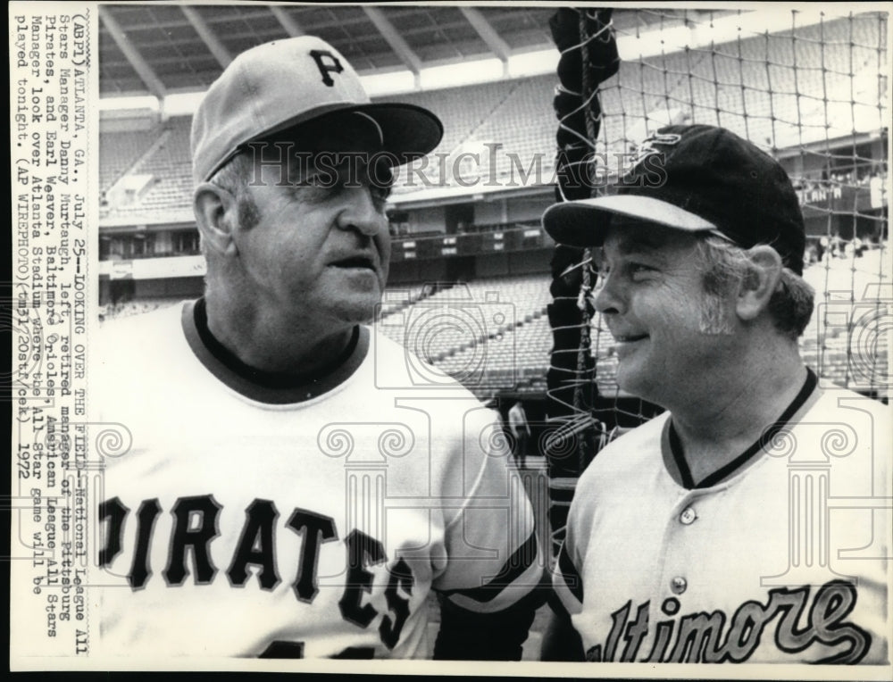 1972 Press Photo All Stars Danny Murtaugh Former Pirate &amp; Orioles Earl Weaver- Historic Images