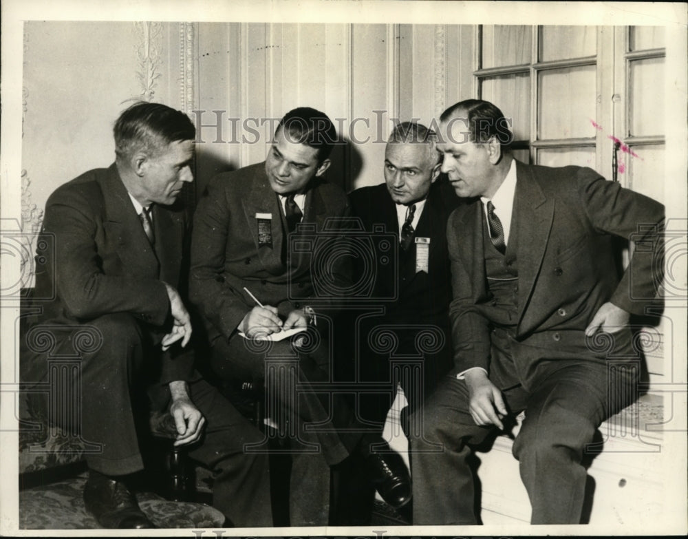 1933 Press Photo Coaches Clark Shaughnessy, Harry Kipke, Bernie Bierman, Solem- Historic Images