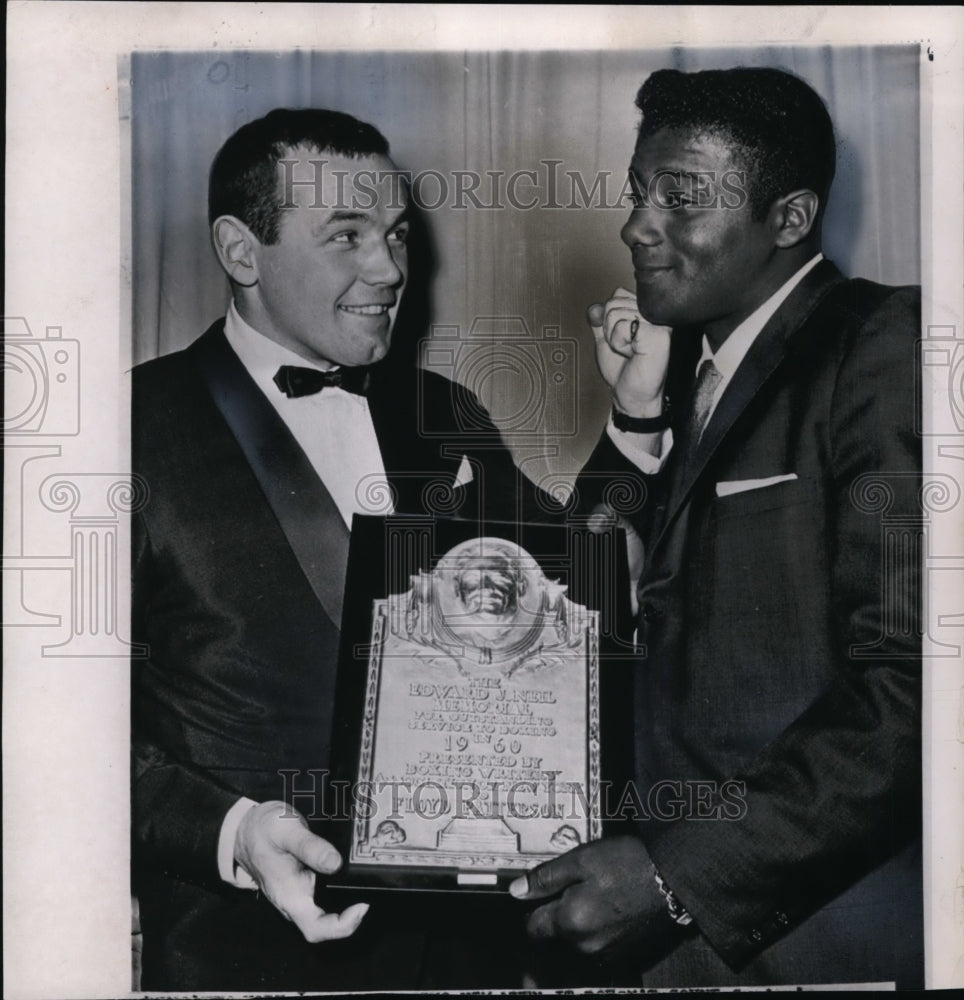 1961 Press Photo Ingemar Johansson with Floyd Patterson Winner Fighter of Year- Historic Images