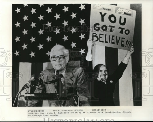 1980 Press Photo Representative John Anderson t Lincoln Park Presbyterian Church- Historic Images